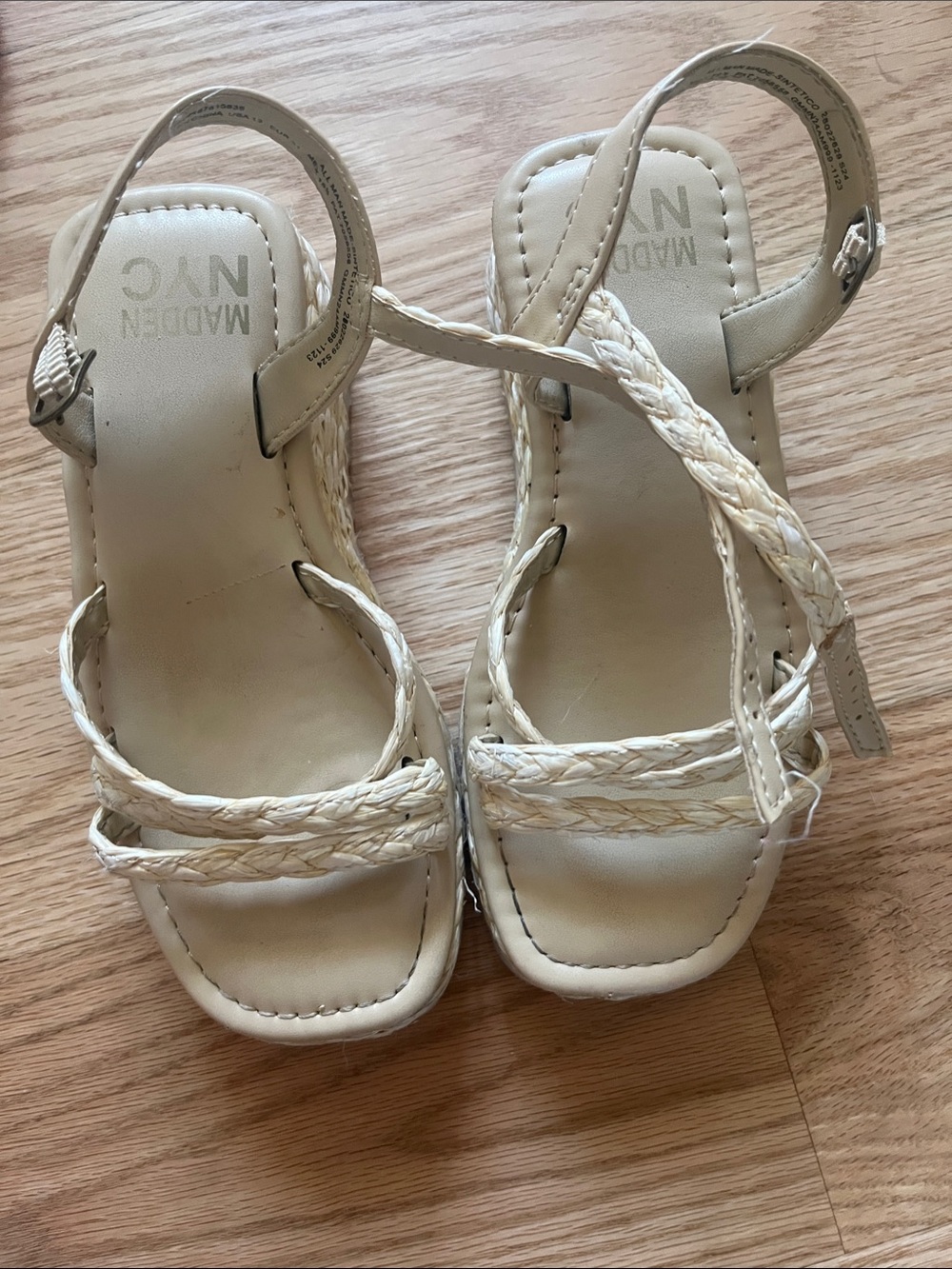 Madden NYC Girls' Braided Strap Sandals - Cream
